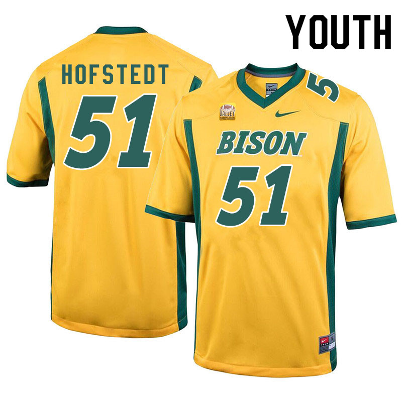 Youth #51 Mason Hofstedt North Dakota State Bison College Football Jerseys Sale-Yellow